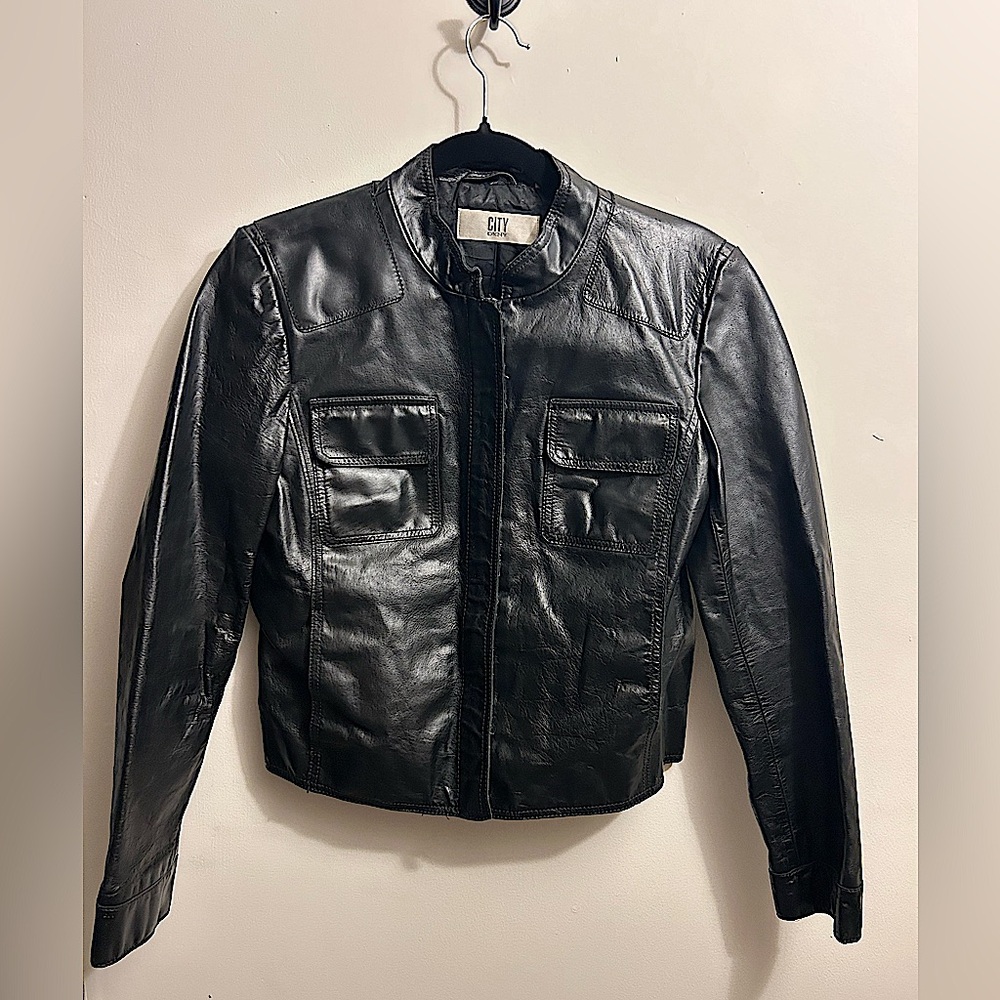 DKNY genuine leather moto jacket